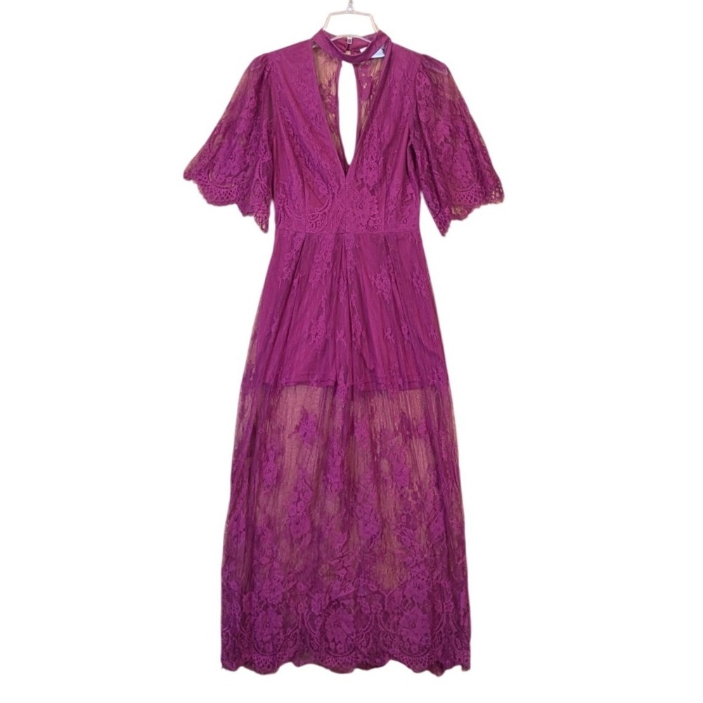 The Room Dress Romper Women's Medium Lace Maxi Purple Festival Boho Feminine